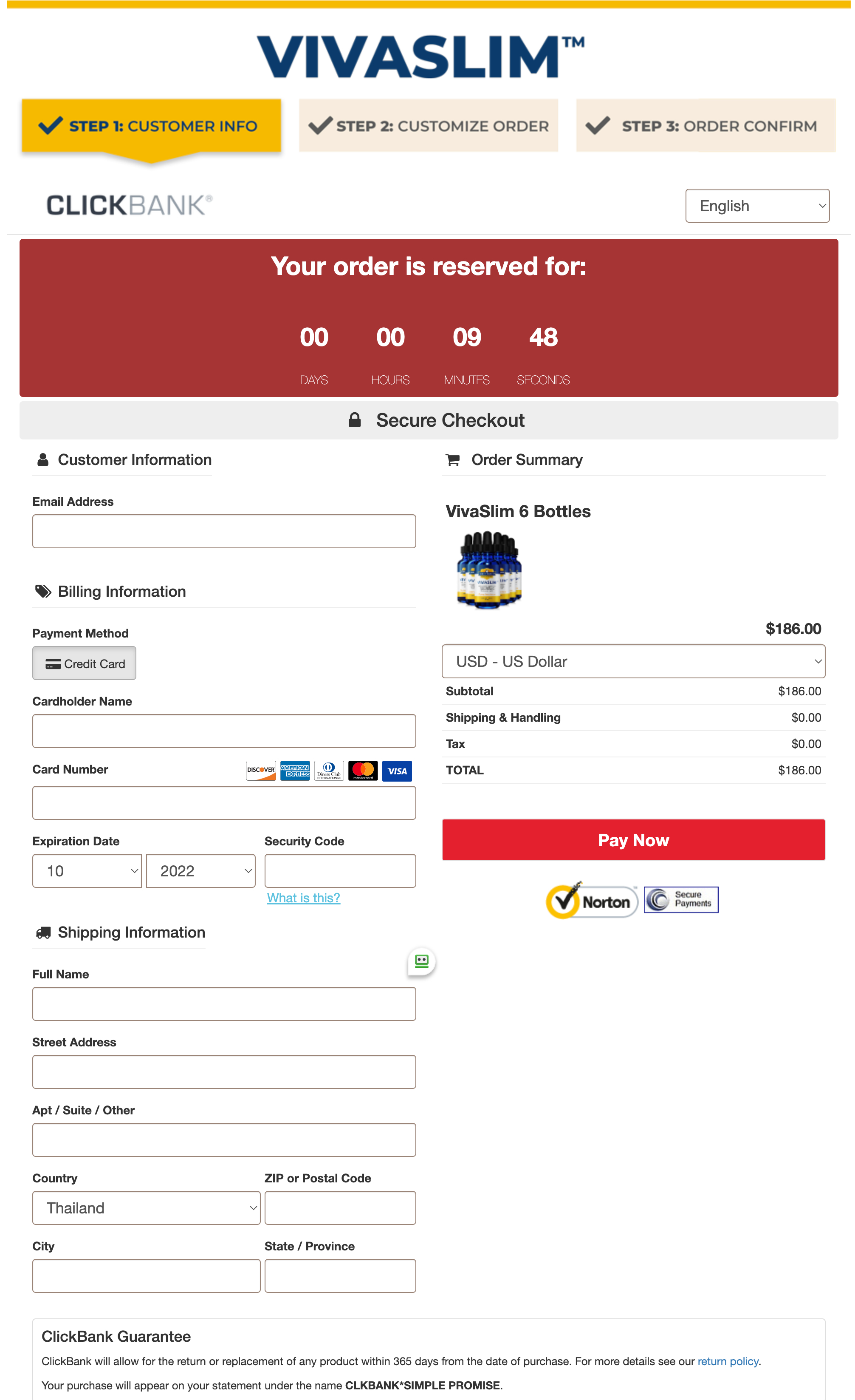 VivaSlim order page